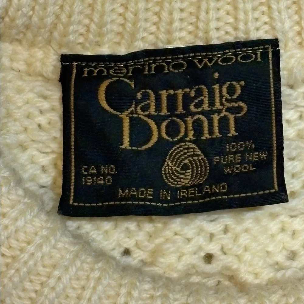 Carraig Donn Merino Wool Sweater Cream Size XL